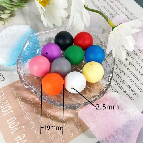 Miniatura 3 de Abalorios de silicona, 30 piezas de 19 mm de abalorios redondos de silicona para hacer llaveros, pulseras, collares, aretes, joyas, manualidades DIY