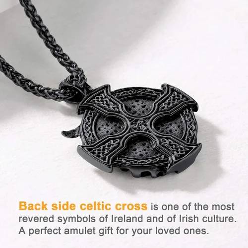 Miniatura 6 de U7 Wiccan Necklace Pagan Pendant Men Women Stainless SteelBlack18K Gold Plated PentagramNorse VikingRaven Occult Necklaces