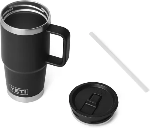 Miniatura 3 de YETI Rambler - Taza de viaje de 20 onzas con tapa abatible con popote, acero inoxidable, aislada al vacío, a prueba de fugas, apta para portavasos