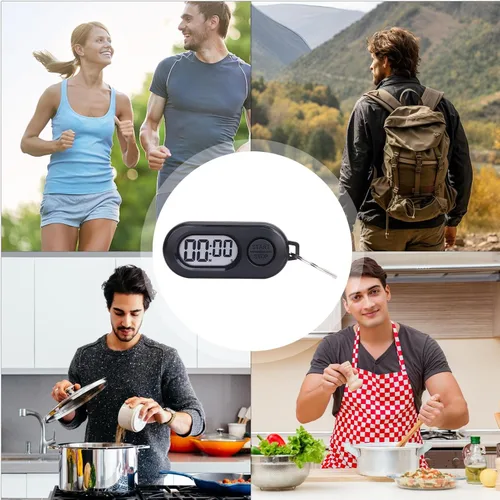 Miniatura 2 de Llaveros cronómetro, cronómetro deportivo, llaveros portátiles, mini bolsillo pantalla LCD de cuenta regresiva, accesorios para profesores, Negro