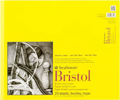 Miniatura 4 de Strathmore Bloc de papel Bristol serie 300, liso, encuadernado con cinta, 11 x 14 pulgadas, 20 hojas (100 lb/270g) - Papel de artista para adultos