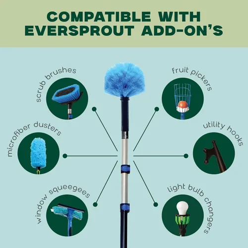Miniatura 5 de EVERSPROUT Plumero de telaraña giratoria (cerdas suaves) Accesorio de cepillo para uso en interiores y exteriores Se adapta a postes roscados