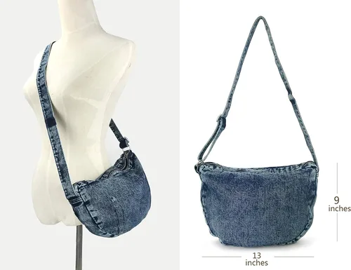 Miniatura 4 de Denim Indigo Hobo Cross Body Bag Bolso de hombro para mujer