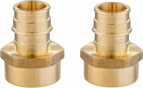 Paquete de 2 accesorios de latón EFIELD Pex A de expansión de flujo completo de 1 pulgada x 1 pulgada, adaptador NPT hembra F1960 solo para tubería