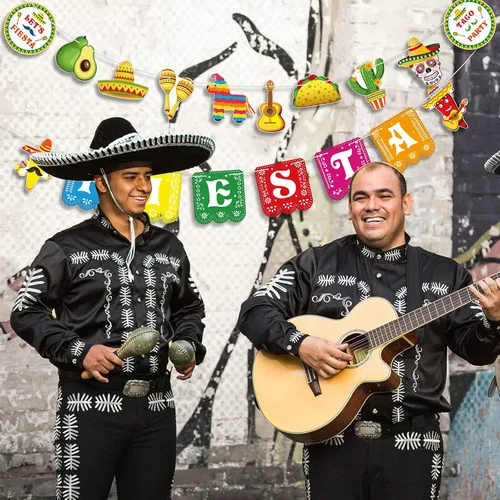 Miniatura 3 de Cartel de fiesta de Cinco de Mayo, suministros para fiestas mexicanas, guirnalda de Cinco de Mayo, decoración de fiesta, Día de los Muertos, telón
