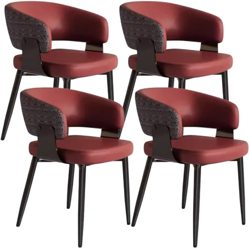 Miniatura 12 de YVYKFZD Juego de sillas de comedor, silla de comedor con patas de metal y respaldo curvo, sillas de cocina tapizadas de cuero, reposabrazos, silla