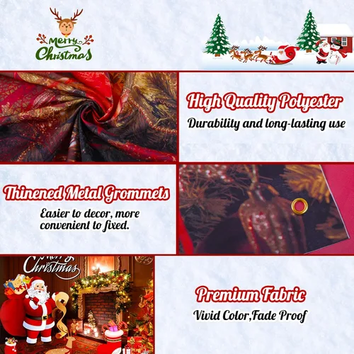 Miniatura 3 de Hianjoo Cartel de pared de Feliz Navidad de 71 x 43 pulgadas, pancarta grande de fondo de Navidad con ojales, impresión digital vívida, decoración