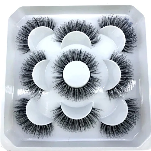Miniatura 5 de 5 pares de pestañas postizas de visón 3D de 0.98 pulgadas a granel, con caja personalizada, pestañas postizas naturales finas al por mayor (ML-07)