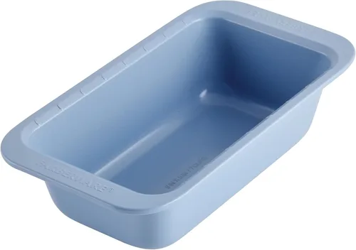 Farberware Easy Solutions - Bandeja antiadherente para hornear pastel de carne/pan, 9 x 5 pulgadas con marcas de porciones, color azul