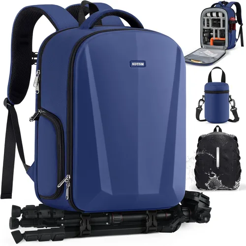 Miniatura 10 de SDYSM Mochila para cámara, funda rígida para cámara DSLR/SLR con bolsa para lentes y compartimento para portátil de 15.6" Estuche impermeable