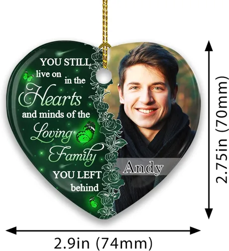 Miniatura 6 de WRAPPINESS Adornos de cerámica personalizados con foto personalizada, adorno de Navidad conmemorativo, regalos de condolencias por la pérdida de un
