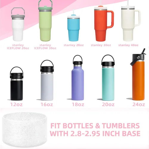 Miniatura 5 de Cubrepopotes brillantes compatibles con Stanley Cup, 7 piezas de accesorios Stanley con purpurina que incluyen 5 tapas de paja y 2 botas de silicona
