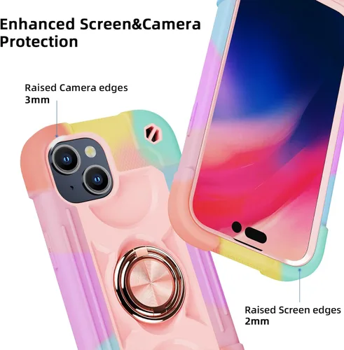 Miniatura 4 de MARKILL Funda compatible con iPhone 15 de 6.1 pulgadas con soporte integrado, [grado militar resistente de cuerpo completo] protección contra Rosa