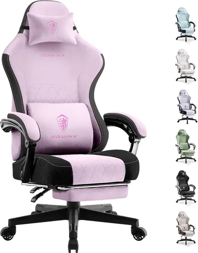 Miniatura 12 de Dowinx Silla de juegos con cojín de resorte de bolsillo, respaldo alto, silla giratoria ergonómica de 360° para juegos de oficina, soporte lumbar