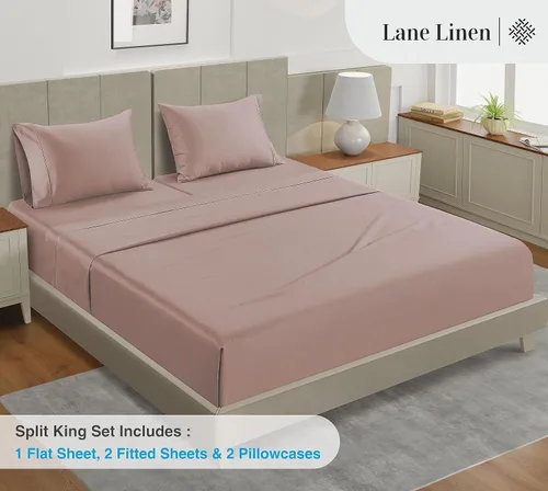 Miniatura 2 de LANE LINEN - Sábanas tamaño Split King para cama ajustable, 450 hilos, 100% algodón, 2 sábanas bajeras individuales XL, con bolsillo profundo, 16