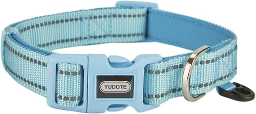 Miniatura 16 de Collar de nailon reflectante para perro con acolchado de neopreno transpirable, ajustable para perros pequeños (9.8 a 15 pulgadas, morado)