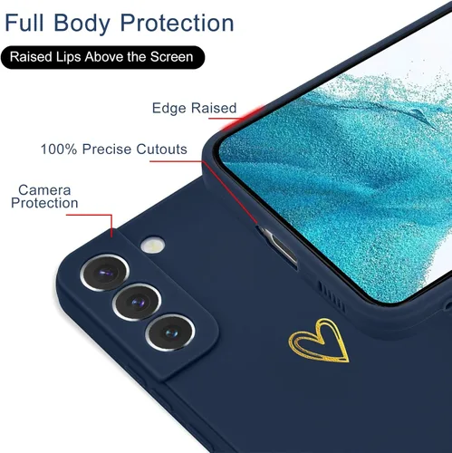 Miniatura 4 de Wirvyuer Funda para Samsung Galaxy S22, bonita funda delgada a prueba de golpes con soporte de carga inalámbrica y protección, azul marino