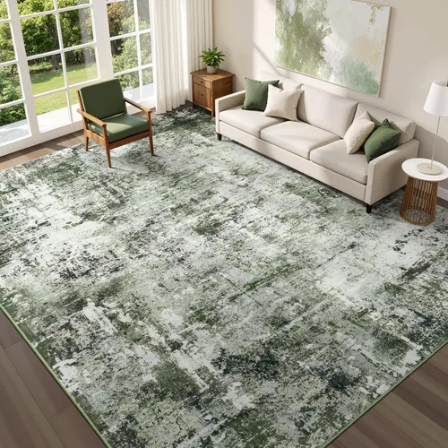 Miniatura 19 de Rugflix Alfombras de área de 8 x 10 pies para sala de estar, alfombra grande lavable, resistente a las manchas, pelo bajo, alfombra oscura moderna