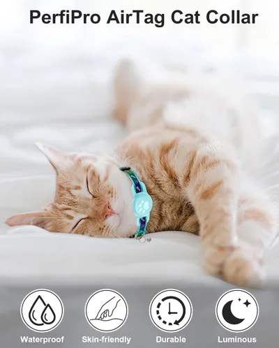 Miniatura 2 de Collar reflectante Airtag para gato, collar de Airtag para gato con hebilla de escape, collar de gato ligero con soporte luminoso para Apple AirTag