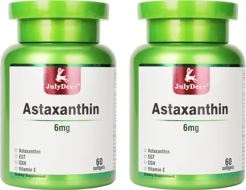 Miniatura 8 de JulyDeer Astaxantina 6 mg por porción, 60 cápsulas blandas – Microalgas de doble fuerza – Fuente natural de Haematococcus Pluvialis – Suplementos