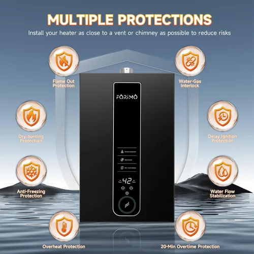 Miniatura 4 de Calentador de agua sin depósito de gas natural, 4.21GPM 16L para interiores, calentador de agua de propano constante, calentador de agua de gas