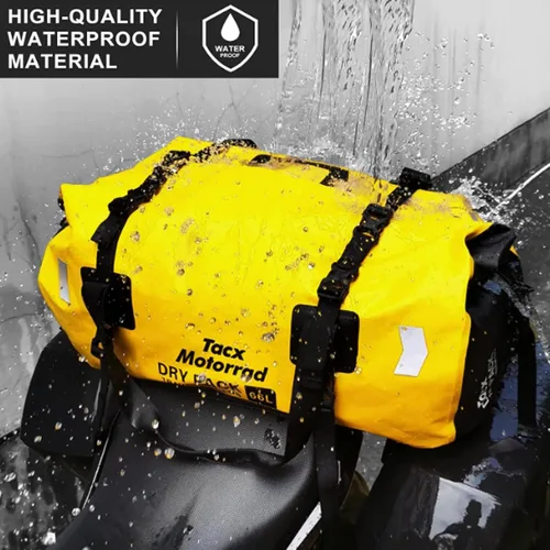 Miniatura 3 de Bolsa de lona impermeable para hombres y mujeres, mochila seca enrollable con correas de fijación rápida, bolsa de sillín de motocicleta