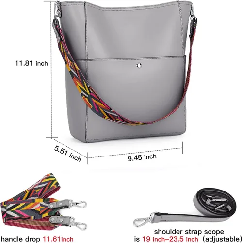 Miniatura 4 de BROMEN Bolsa Hobo para mujer, diseñada con cuero vegano, de hombro, bandolera