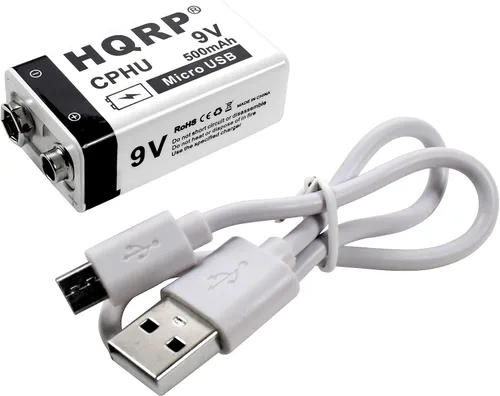 Miniatura 3 de HQRP Paquete de 2 baterías recargables USB de iones de litio de 9 V, alta capacidad, 500 mAh, 9 voltios, carga rápida de 1.5 H, 800 ciclos con cable