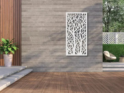 Miniatura 3 de VIMA Panel de pared decorativo (árboles gemelos), 48 pulgadas de largo x 24 pulgadas de ancho x 1/2 pulgadas de alto, panel de PVC de color blanco