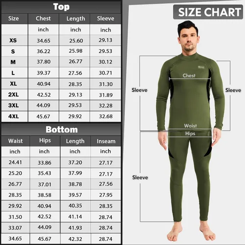 Miniatura 6 de romision Thermal Underwear for Men Long Johns Fleece Lined Hunting Gear Bottom Top Set Base Layer for Cold Weather XS-4XL