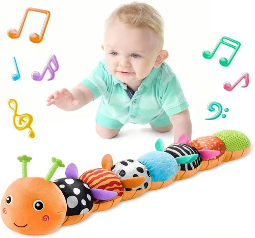 Miniatura 10 de LIGHTDESIRE Juguetes para bebés Gusano Musical, Juguetes para bebés Animales de Peluche de 3, 6, 12 Meses, Juguetes Sensoriales con Diseño de Regla