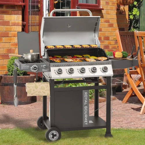Miniatura 10 de Royal Gourmet GA5406TS - Parrilla de gas propano de 5 quemadores con quemador lateral y quemador de sellado, parrilla de barbacoa de gas