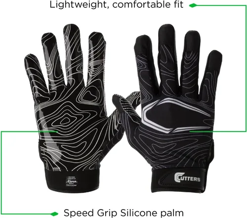 Miniatura 7 de Cutters Guantes de fútbol – Guantes de receptor de fútbol con agarre de silicona de alta adherencia, soporte y protección superiores, adultos