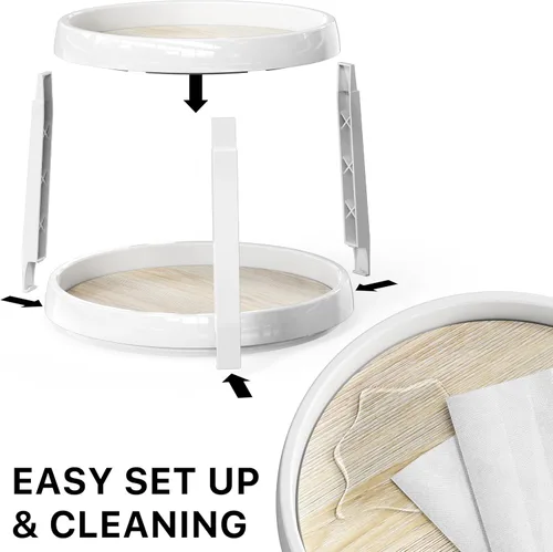 Miniatura 5 de Simple Houseware Organizador de especias Lazy Susan de 2 niveles, 10 pulgadas de diámetro, arce