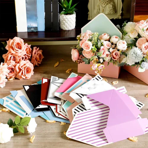 Miniatura 6 de Geyee 16 cajas de sobres para ramo de floristería del día de la madre, cajas de papel de regalo, cajas de papel de regalo, caja sobre de regalo