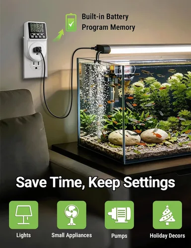 Miniatura 6 de Techbee Enchufe temporizador intermitente digital de ciclo de repetición infinita para toma de corriente, interruptor de alimentación programable