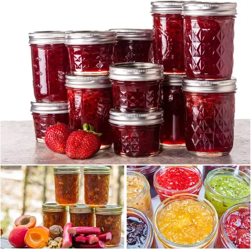 Miniatura 5 de SPANLA Tarros de masón, paquete de 24 tarros de conservas con tapas regulares, ideales para mermelada, gelatina, miel, recuerdos de boda, regalos