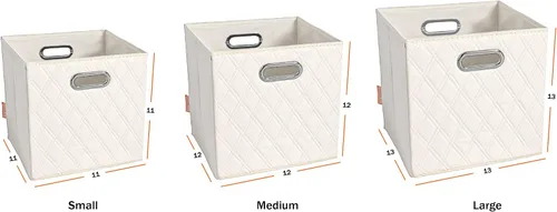 Miniatura 5 de Juego de 2 cestas de almacenamiento plegables beige