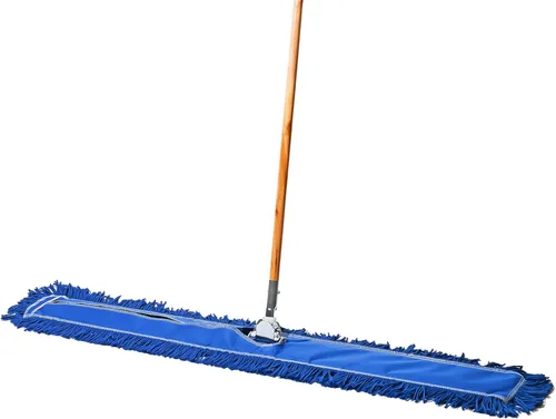 Miniatura 10 de Trapeador de polvo comercial azul de 24 pulgadas y barredora de piso, con mango de madera para azulejos, madera dura y hormigón