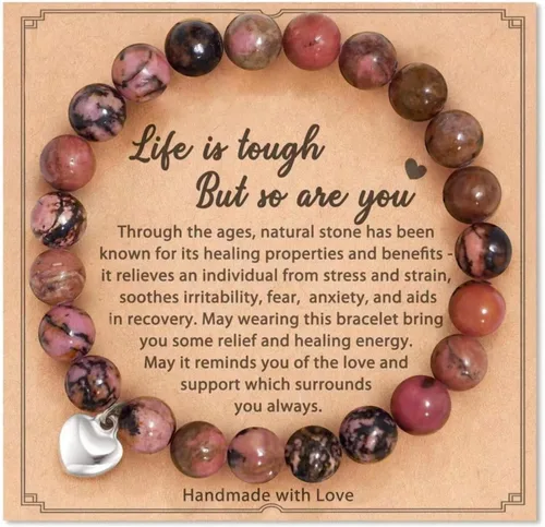 Regalos para mujeres, pulsera curativa de piedra natural, regalos inspiradores para mujeres, adolescentes y niñas