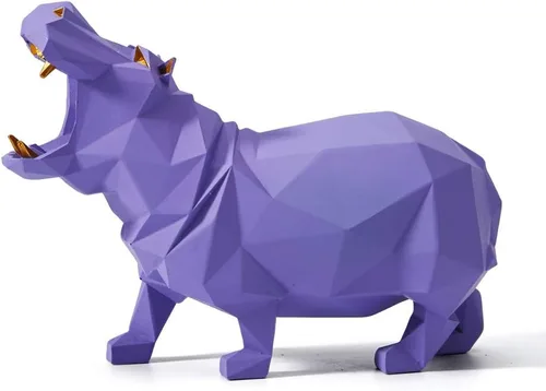 Miniatura 10 de HAUCOZE Estatua de hipopótamo, escultura de animal, figura moderna para decoración del hogar, decoración del hogar, arte de mesa, regalo para Azul