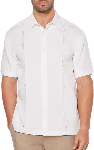 Cubavera Camisa de campamento cubana de manga corta para hombre con paneles de inserción en contraste