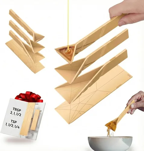 Miniatura 13 de POLÍGONOS - Cucharas medidoras plegables planas originales 3 en 1 2 cucharas se pliegan en 6 tamaños Magnéticas Tecnología DuraBend que dura