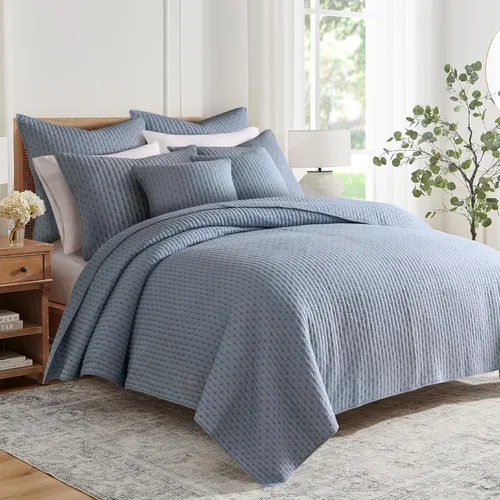 Miniatura 25 de Levtex Home - Juego de edredón reversible con punto de cruz tamaño Queen (104x106 pulgadas) con 2 fundas de almohada (26x20 pulgadas) - Textura