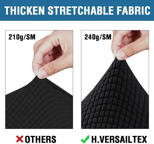 Miniatura 3 de H.VERSAILTEX 4 fundas de sofá elásticas para 3 fundas de cojín para muebles de sala de estar (funda base más 3 fundas de cojín de asiento), tela
