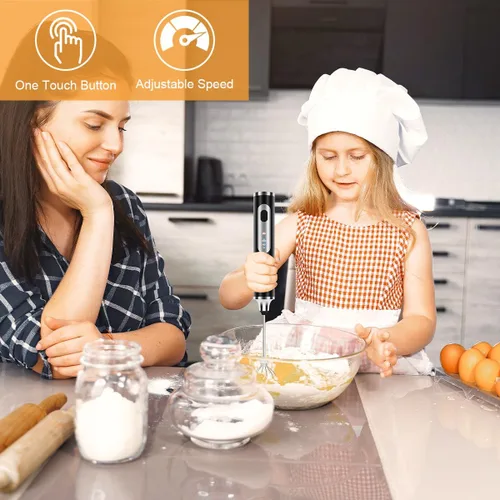 Miniatura 7 de Philorn Varita espumadora de leche recargable, mezclador de bebidas de café de mano, espumador de espuma con 3 cabezales y 3 velocidades