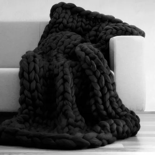 XWCG Manta de punto grueso hecha a mano, suave, acogedora y cálida, manta de punto de lana gruesa para sofá, manta de moda para sofá, manta de yoga,