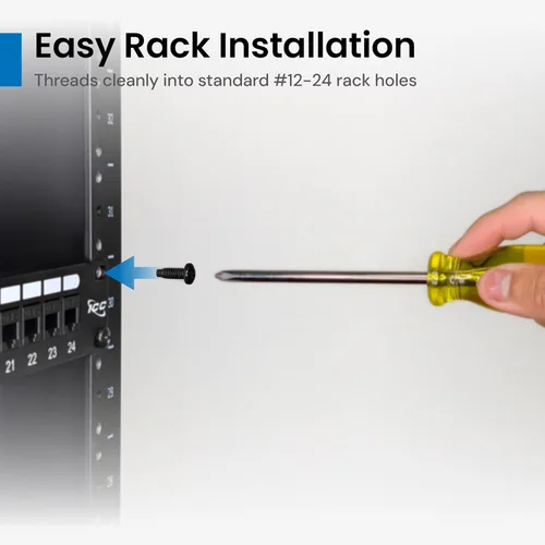 Miniatura 6 de ICC #12-24 Tornillos de montaje en rack, hardware para servidor EIA de 19 pulgadas y racks de red, negro, paquete de 25
