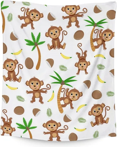 Miniatura 16 de Manta de mono para niñas pequeñas, tamaño de regazo de 30 x 40 pulgadas, manta de felpa suave y peluda para regalo, manta negra linda para cama, sofá