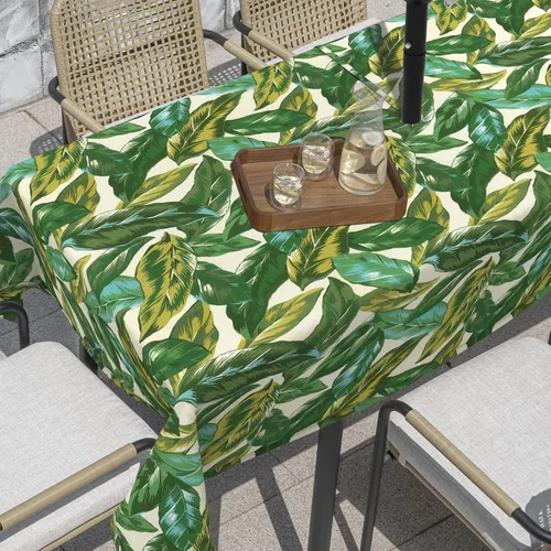 Miniatura 20 de Mantel redondo para exteriores e interiores con cremallera de agujero para paraguas, funda decorativa para mesa circular para jardín del hogar, 60